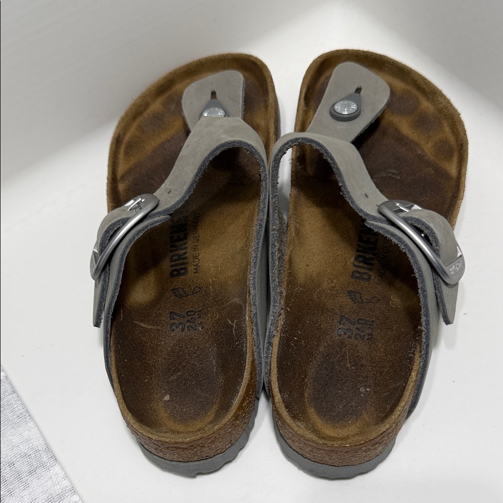 Women’s Birkenstock Gray Sandals with Silver Buckle size 37 - Picture 2 of 5
